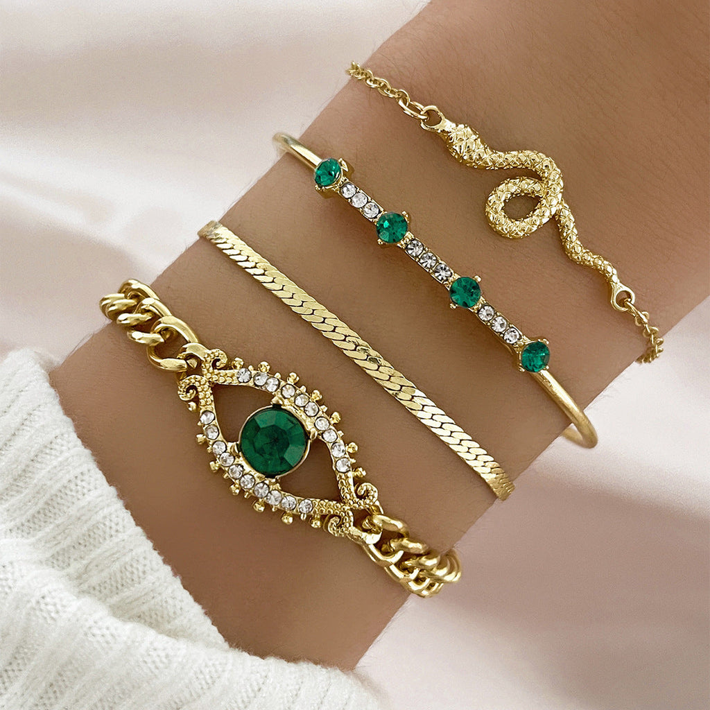 Retro Diamonds Eyes Snakelike Winding Creative Opening Diamond Bracelets