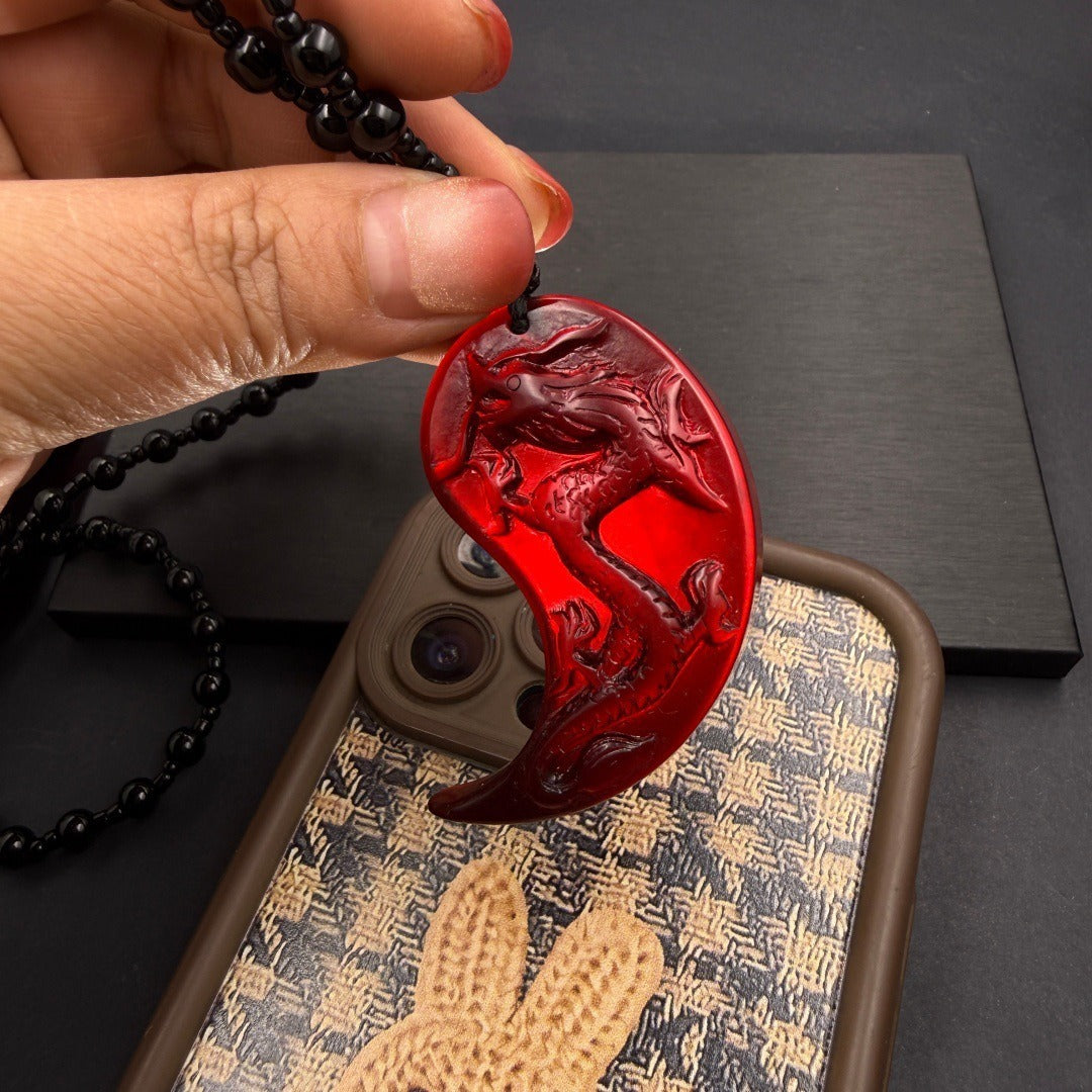 Women's & Men's Prosperity Brought The Dragon Phoenix Couple Purple Chameleon Chinese Pendant