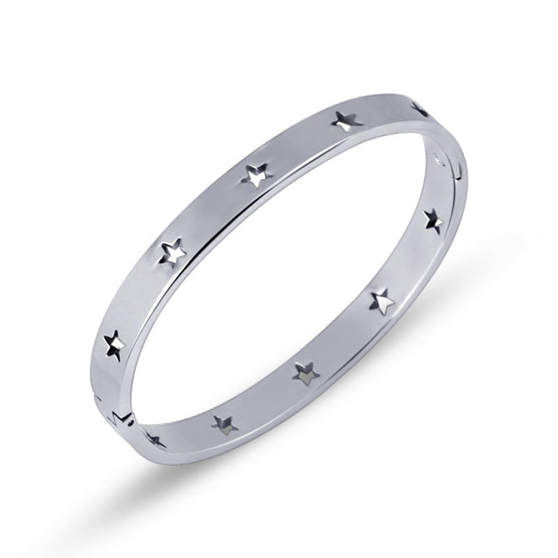 American Five-pointed Star Hollow Titanium Steel Bracelet