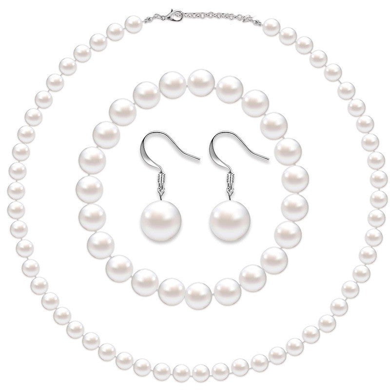Women's Three-piece Imitation Pearl Retro Suit Jewelry Set