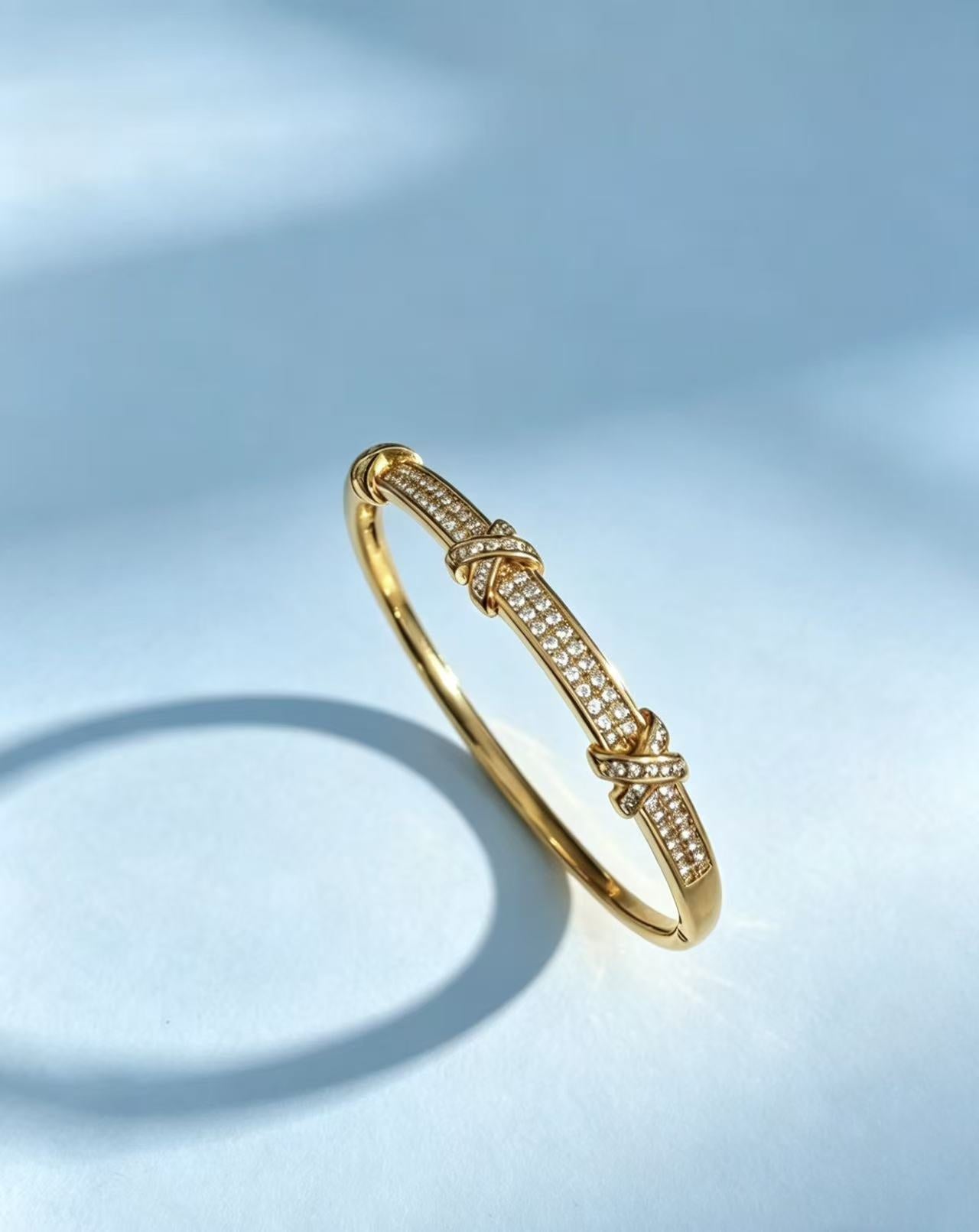 Women's Cross Diamond Gold Niche Design Source Bracelet