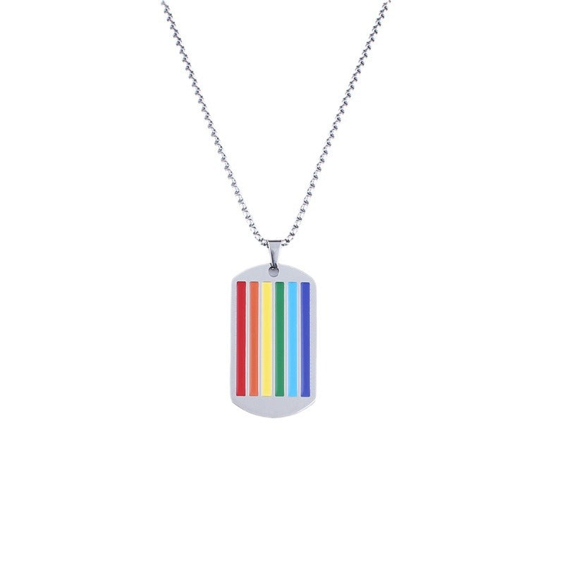 Steel Simple Hip Hop Trendy Male Female Dog Tag Necklaces