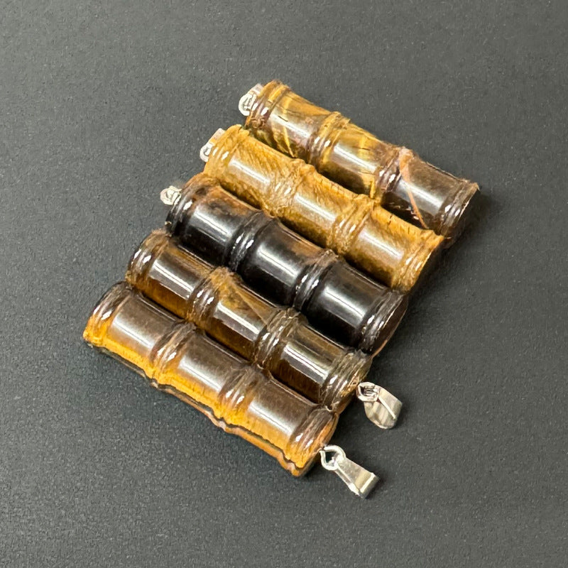 Bamboo Joint Natural Crystal Agate Stone Festival Pendants