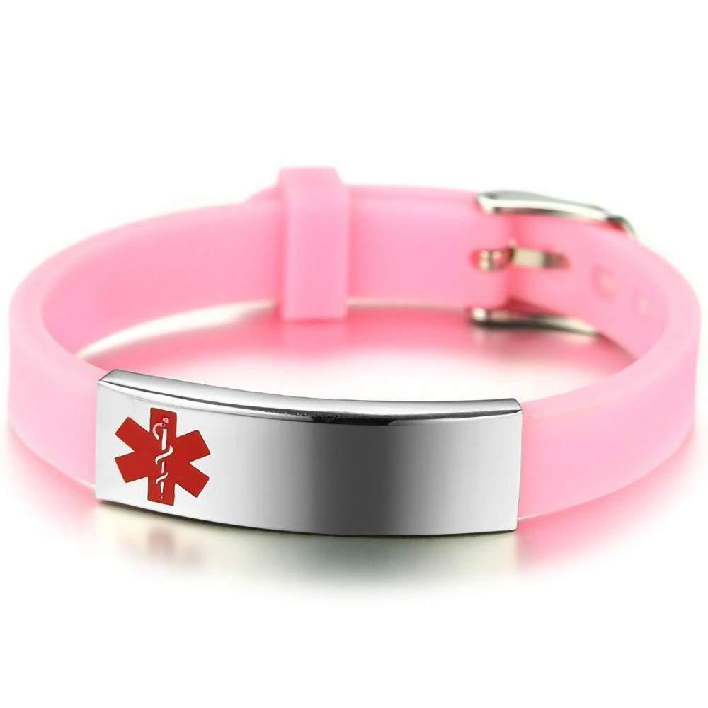 Fashion Silicone Titanium Steel Curved Medical Bracelets