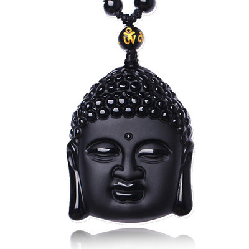 Glass Imitation Obsidian Wolf Head Dragon Gossip Elephant Avalokitesvara Pendant