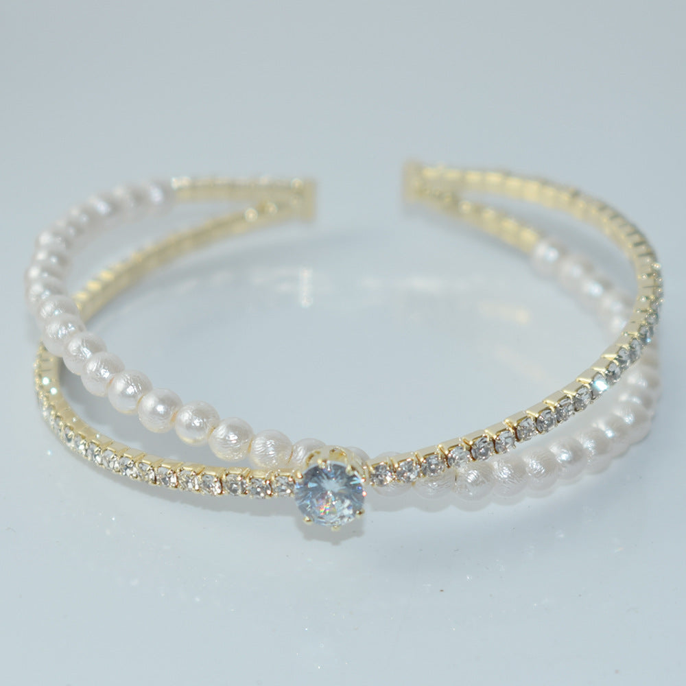 Women's Zircon Cross Open Simple Light Luxury French Bracelet