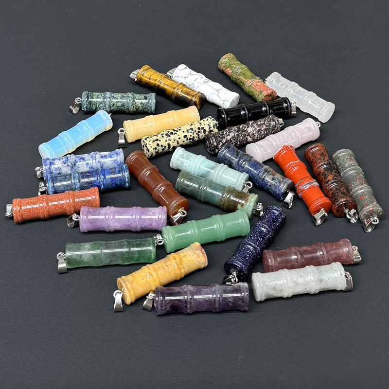 Bamboo Joint Natural Crystal Agate Stone Festival Pendants