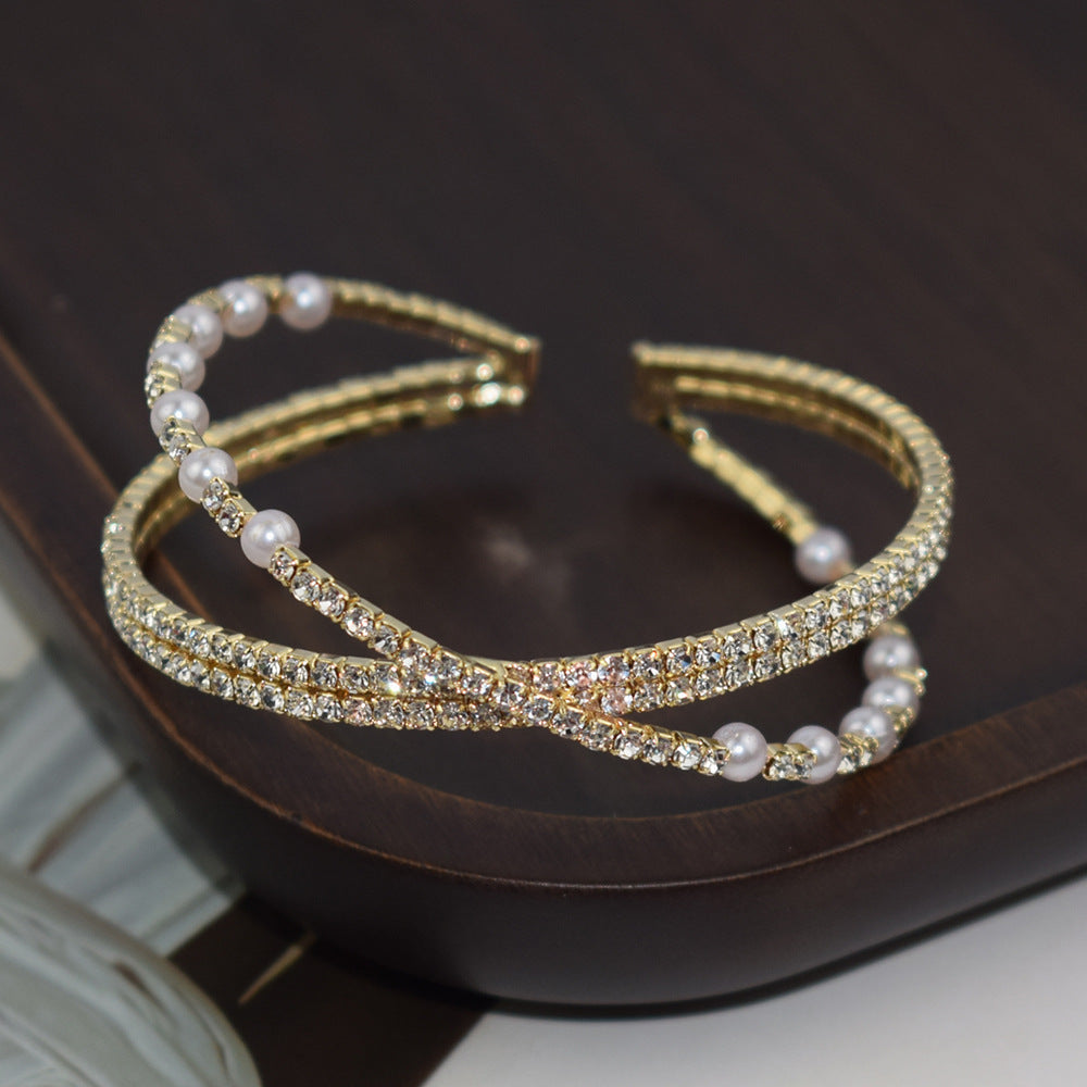 Women's Zircon Cross Open Simple Light Luxury French Bracelet