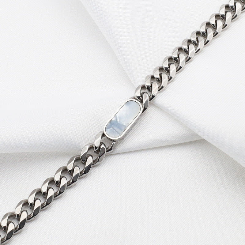 Women's Titanium Steel Rectangular Shell Six-sided Grinding Jewelry Set