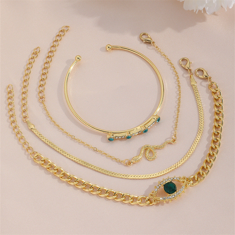 Retro Diamonds Eyes Snakelike Winding Creative Opening Diamond Bracelets