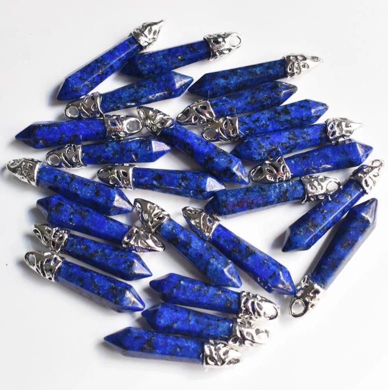 Stone Amethyst Agate Hexagon Prism Bullet Spirit Pendant
