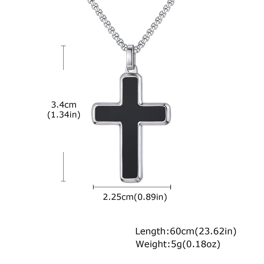 Man's Stainless Steel Cross Turquoise Natural Tiger Eye Sweater Pendant