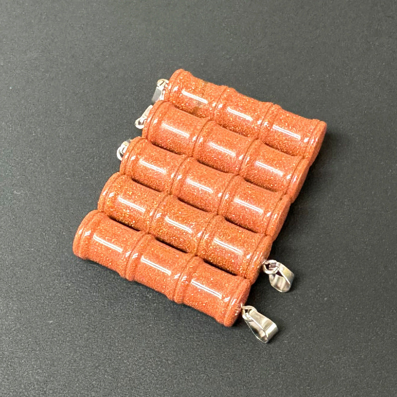 Bamboo Joint Natural Crystal Agate Stone Festival Pendants
