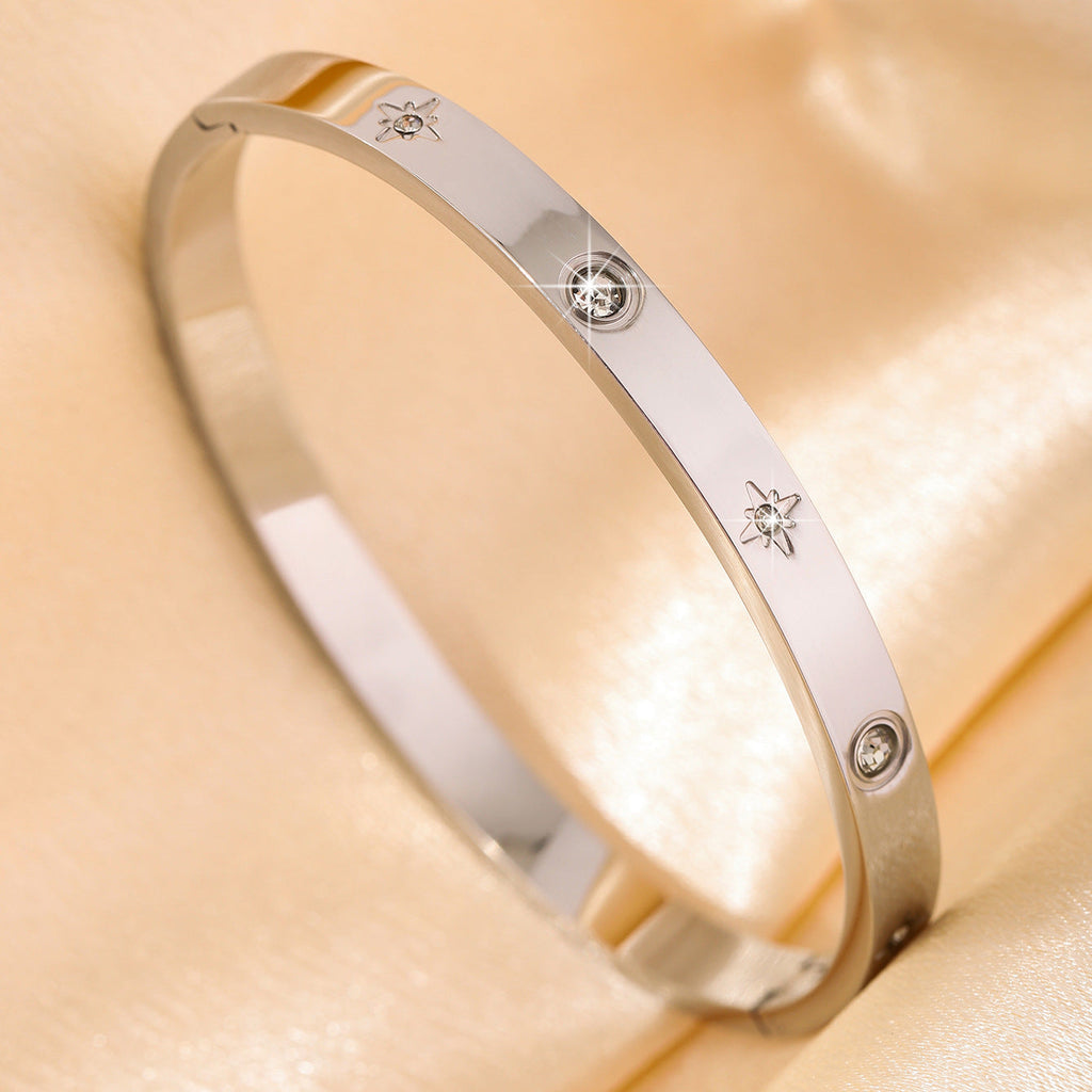 Light Luxury Stainless Steel Inlaid Zircon Temperamental Minority Simple High-grade Bracelets