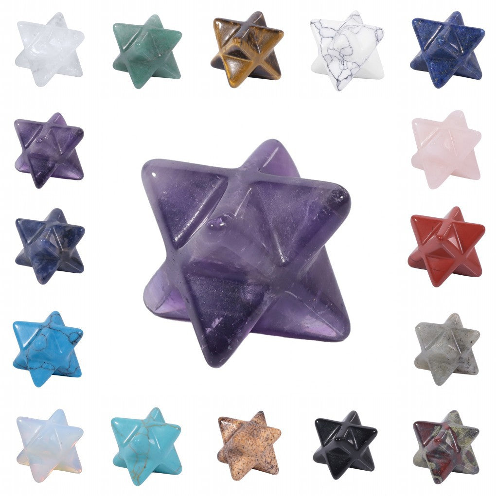 Natural Crystal Stone Six-pointed Star Three-dimensional Of Pendants