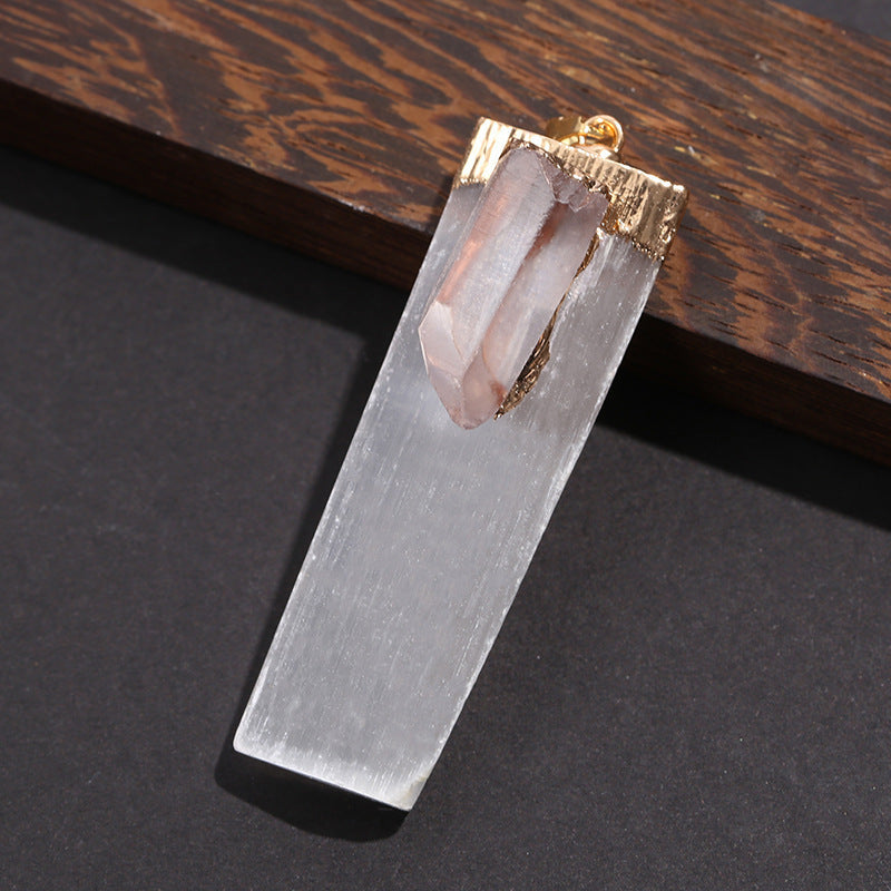 Gypsum Bar Long Strip Inlaid Crystal Pendant