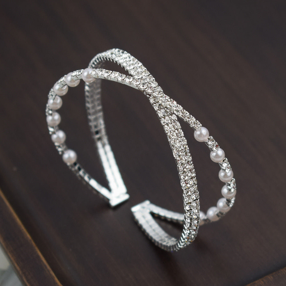 Women's Zircon Cross Open Simple Light Luxury French Bracelet