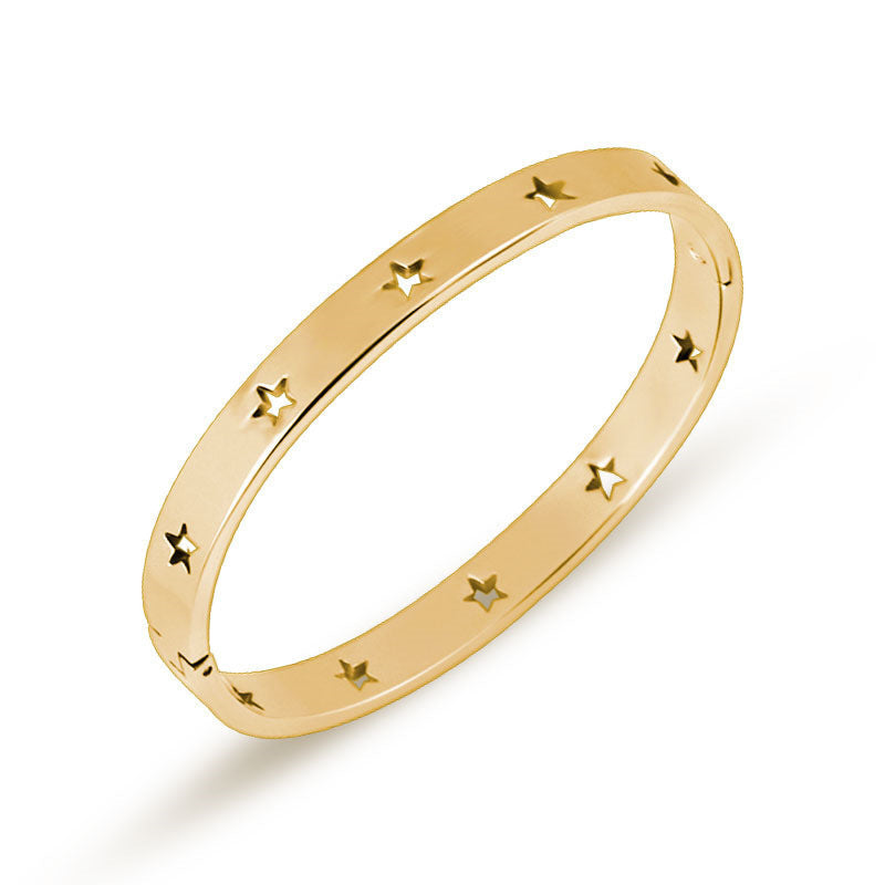 American Five-pointed Star Hollow Titanium Steel Bracelet