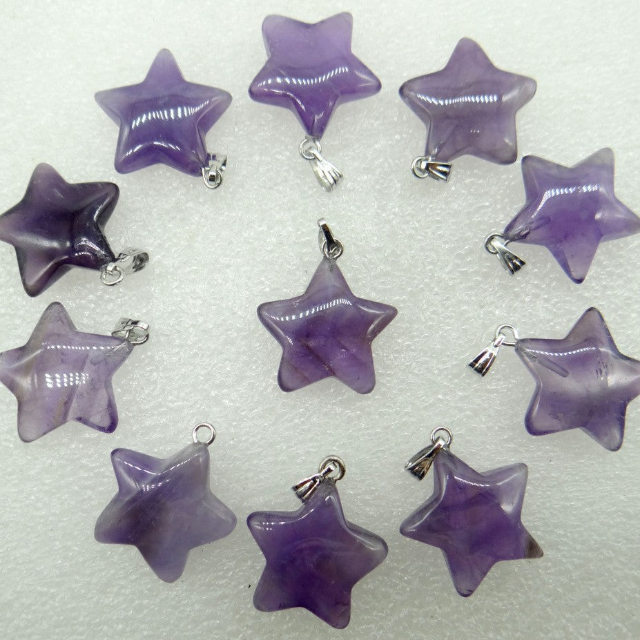 Natural Stone Crystal Agate Five-pointed Star Pendants