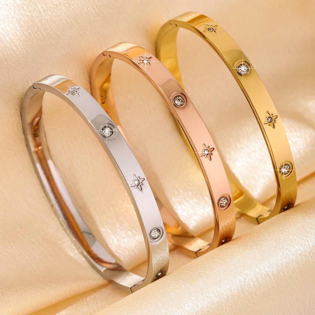 Light Luxury Stainless Steel Inlaid Zircon Temperamental Minority Simple High-grade Bracelets