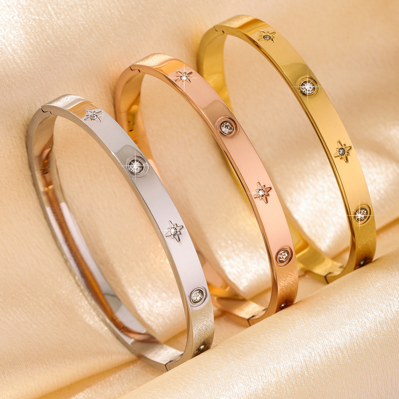 Light Luxury Stainless Steel Inlaid Zircon Temperamental Minority Simple High-grade Bracelets