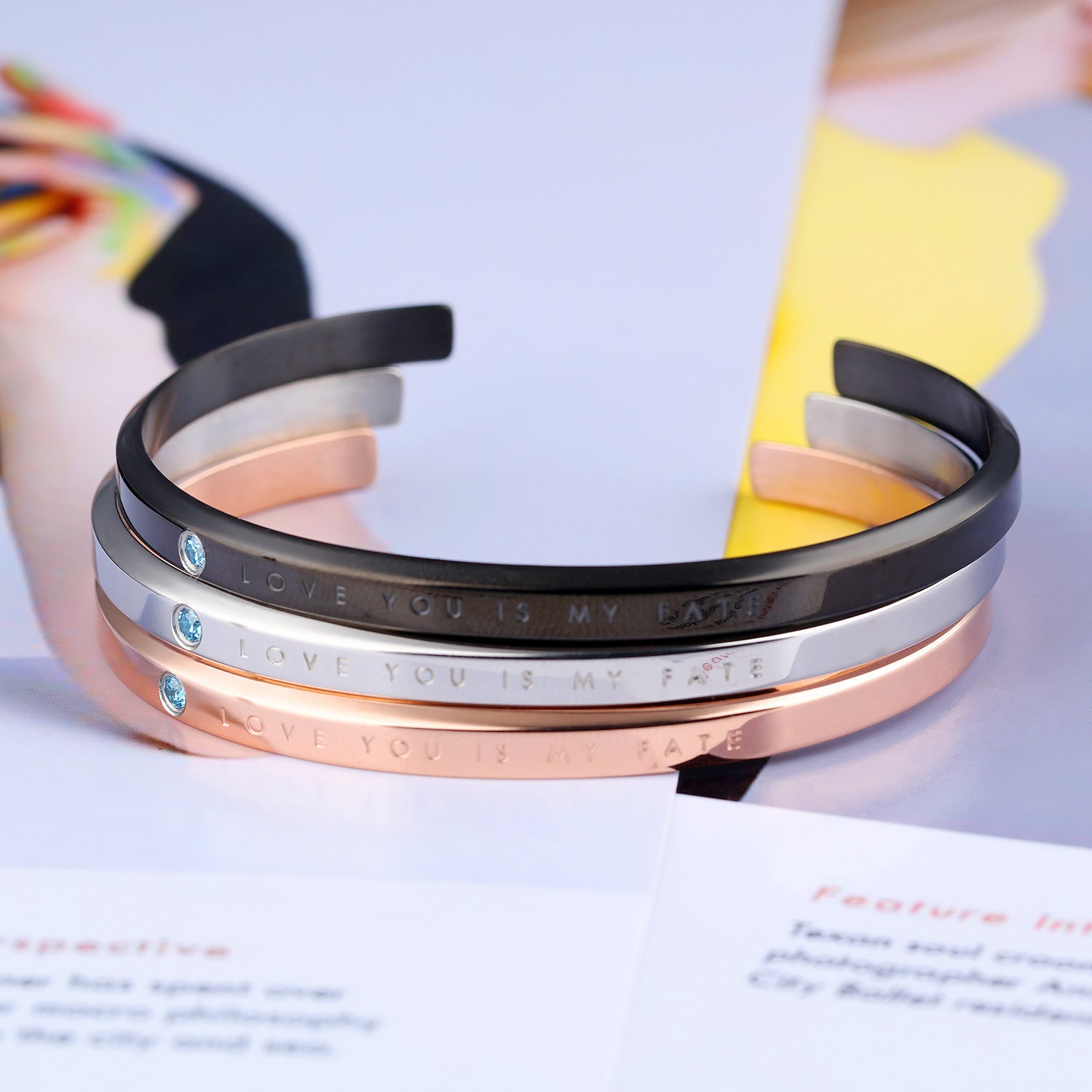 Stylish Simple Versatile Male Female Niche Personality Open Stainless Bracelet