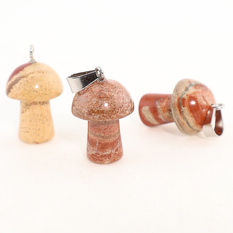 Natural Crystal Jade Mushroom Tigereye Pink Pendant