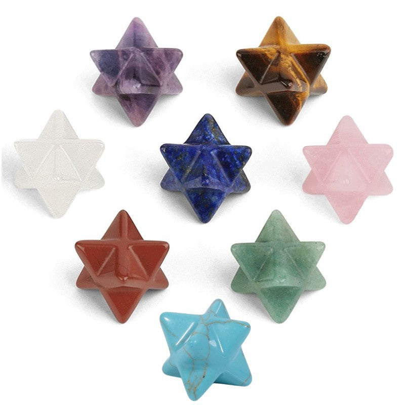 Natural Crystal Stone Six-pointed Star Three-dimensional Of Pendants