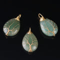 Copper Wire Winding Natural Crystal Water Drop Rough Stone Lucky Pendant