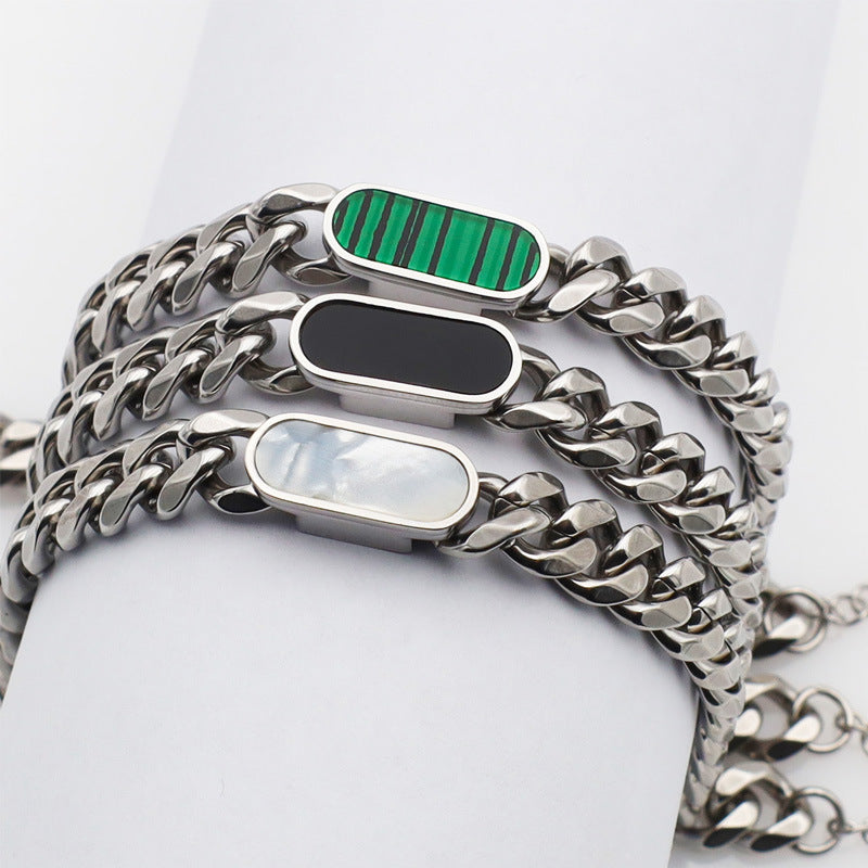 Women's Titanium Steel Rectangular Shell Six-sided Grinding Jewelry Set