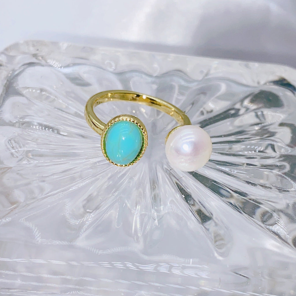 Hepburn Style Turquoise Natural Freshwater Pearl Jewelry Set