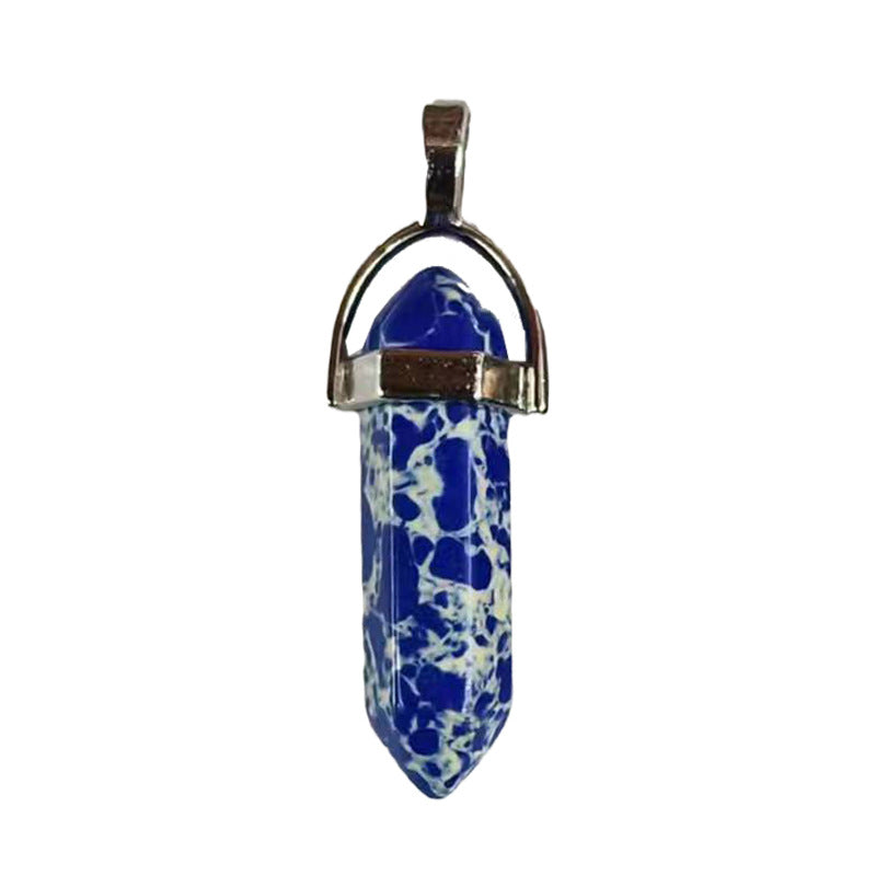 Natural Crystal Hexagon Prism Pink Amethyst Double Pointed Bullet Pendant