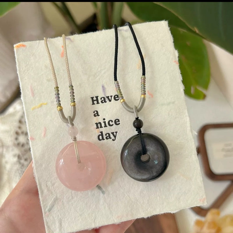 Valentine's Day Couple Adjustable Natural Stone Sier Pendant