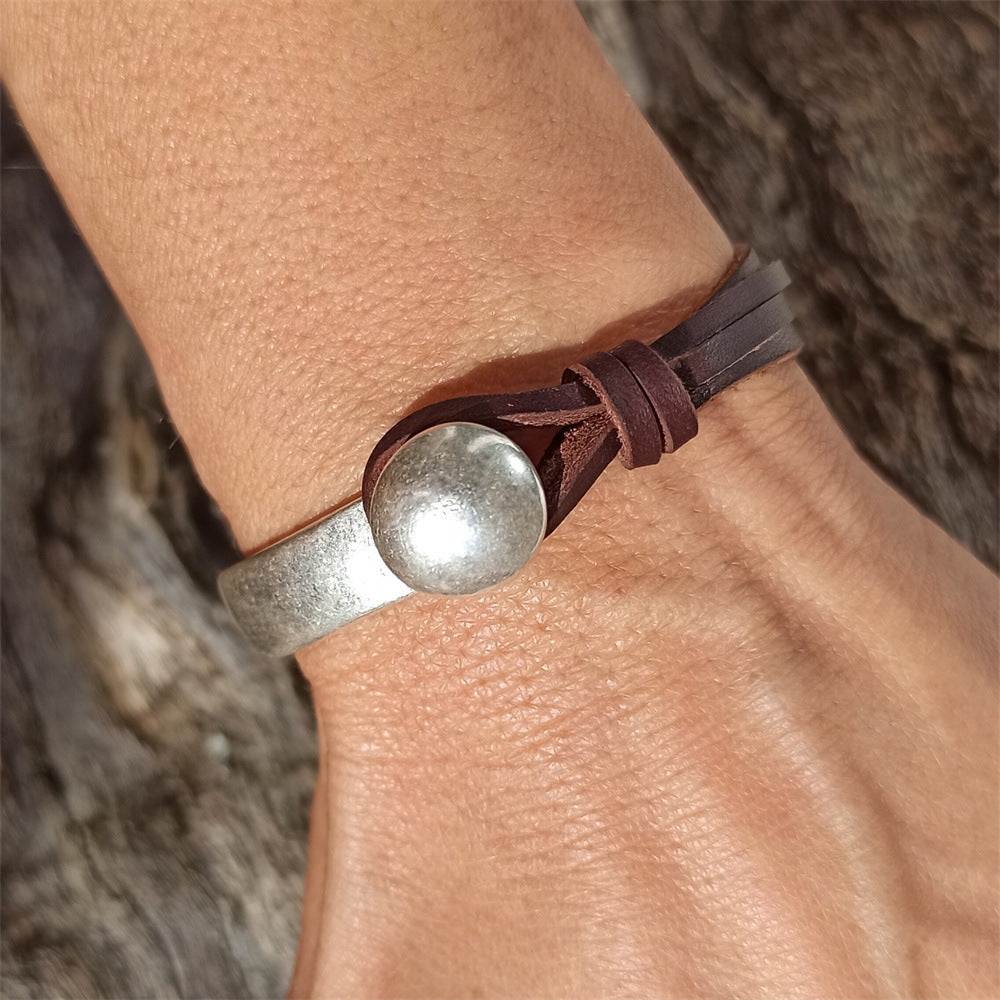 Independent Column Light Luxury Simplicity Round Acrylic Alloy Artistic Retro Bracelets