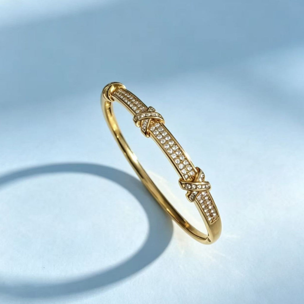 Women's Cross Diamond Gold Niche Design Source Bracelet
