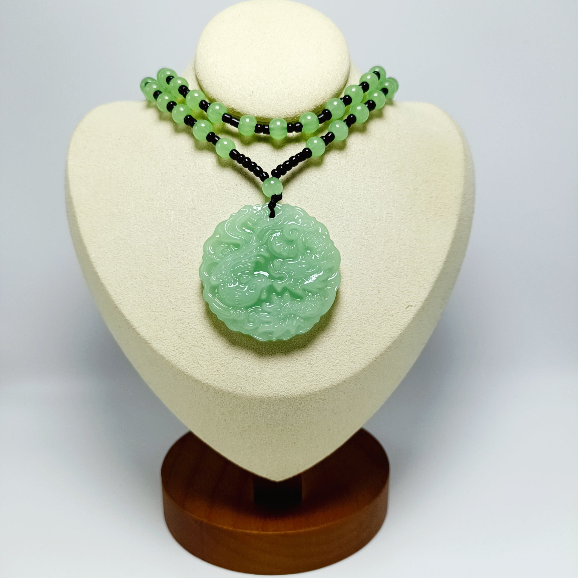 Women's & Men's Brought The Dragon Phoenix Ethnic Style Dark Green Long Pendant
