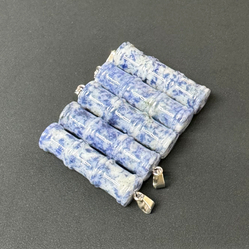 Bamboo Joint Natural Crystal Agate Stone Festival Pendants