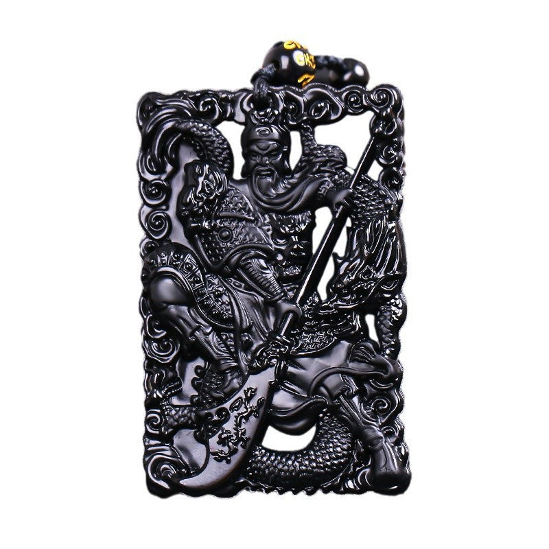 Glass Imitation Obsidian Wolf Head Dragon Gossip Elephant Avalokitesvara Pendant