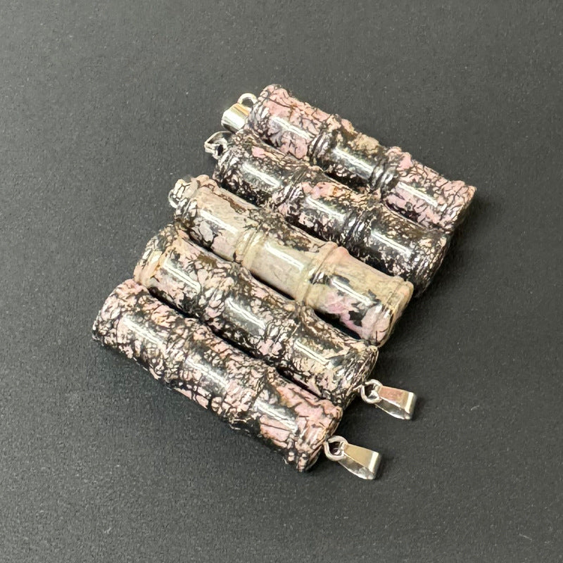 Bamboo Joint Natural Crystal Agate Stone Festival Pendants