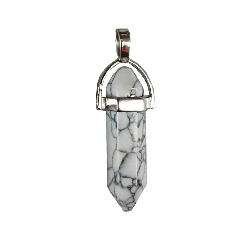 Natural Crystal Hexagon Prism Pink Amethyst Double Pointed Bullet Pendant