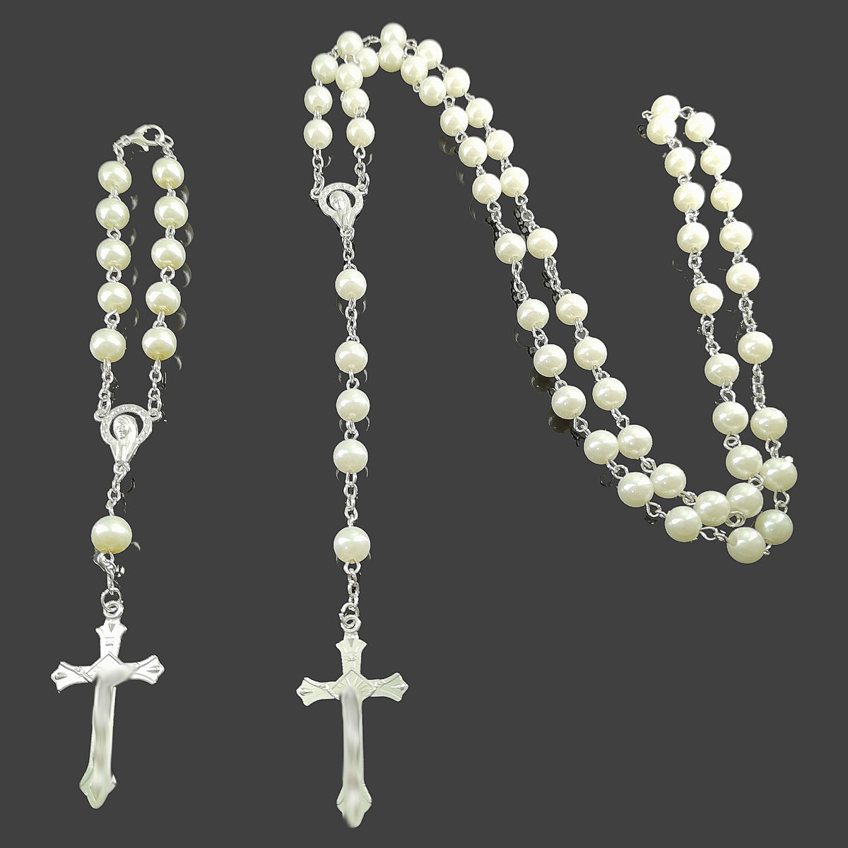 Geometric Imitation Pearl Long Sweater Decorations Jewelry Set