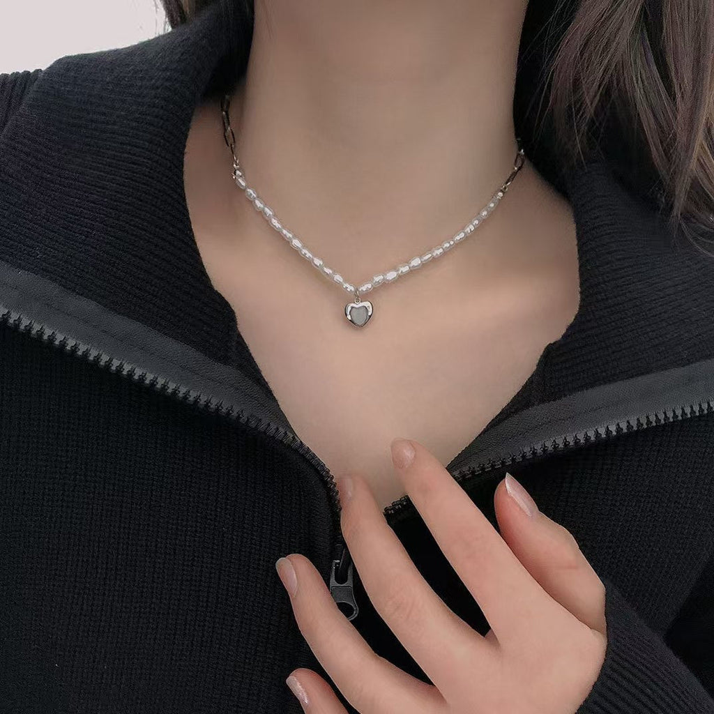 Women's & Men's Pearl Cross Hip Hop Niche Design Clavicle Necklaces