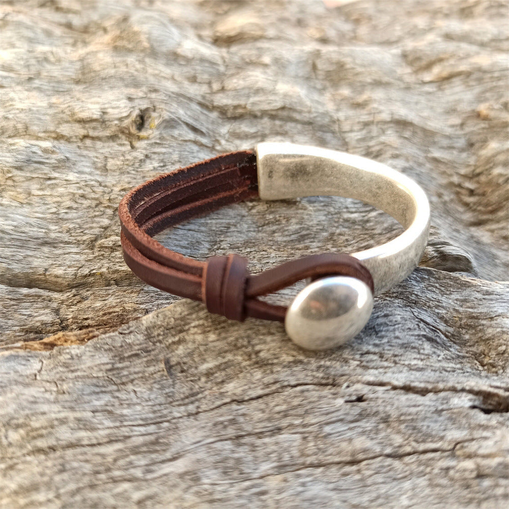 Independent Column Light Luxury Simplicity Round Acrylic Alloy Artistic Retro Bracelets