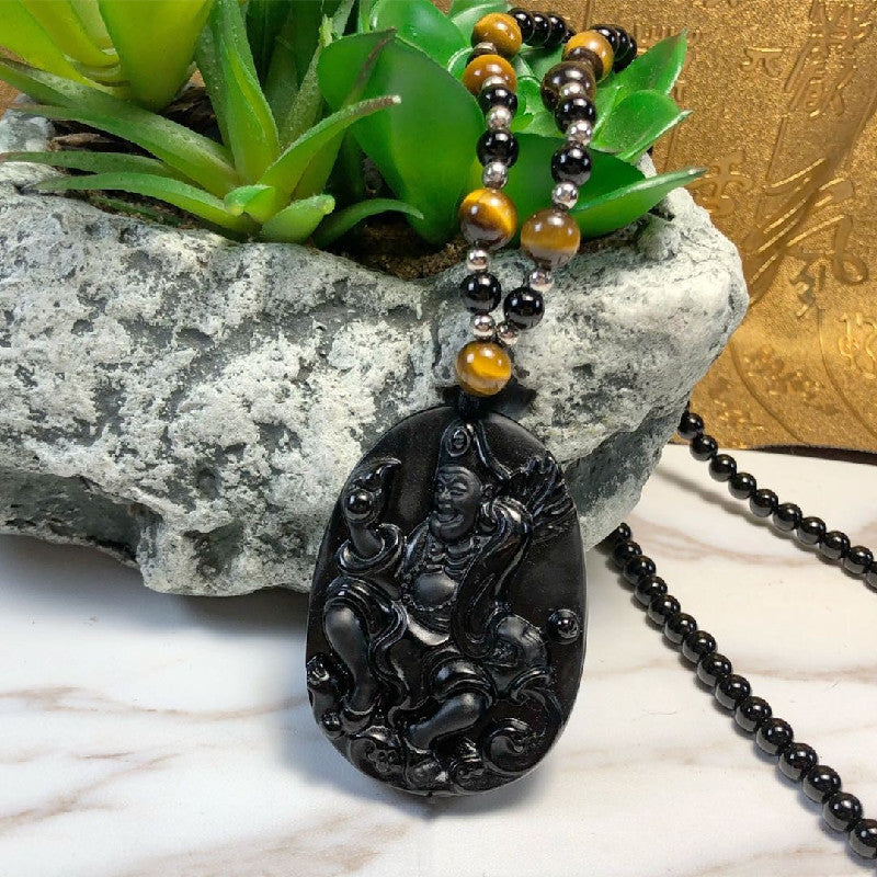 Crystal Taoist Master Full Obsidian Arhat Pendants