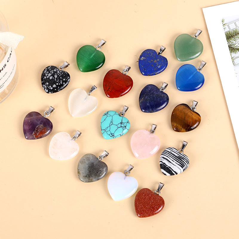 Amethyst Agate Peach Heart Natural Stone Pendant
