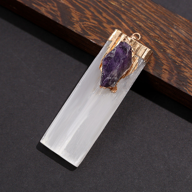 Gypsum Bar Long Strip Inlaid Crystal Pendant