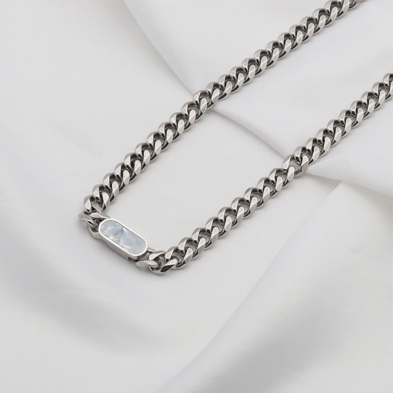 Women's Titanium Steel Rectangular Shell Six-sided Grinding Jewelry Set