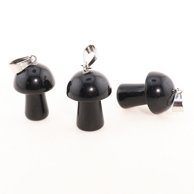 Natural Crystal Jade Mushroom Tigereye Pink Pendant