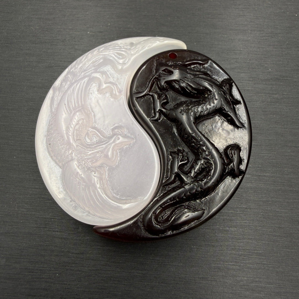Women's & Men's Prosperity Brought The Dragon Phoenix Couple Purple Chameleon Chinese Pendant