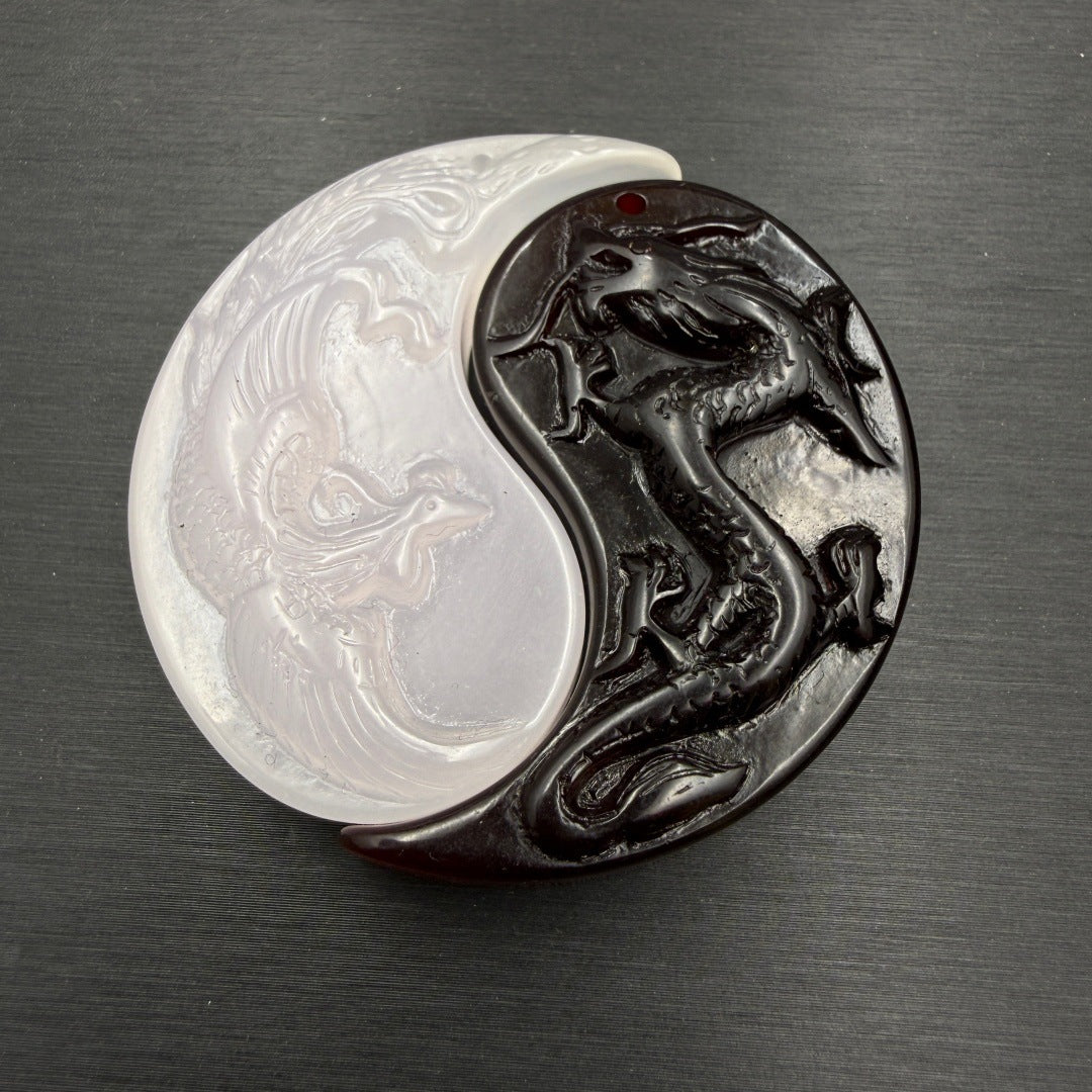 Women's & Men's Prosperity Brought The Dragon Phoenix Couple Purple Chameleon Chinese Pendant